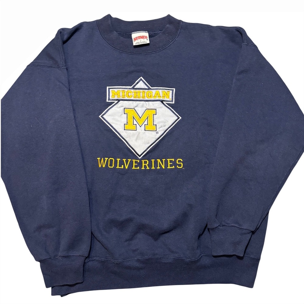 Vintage Michigan Wolverines Crewneck Nutmeg USA Embroidered XL 90s NCAA - Picture 2 of 8